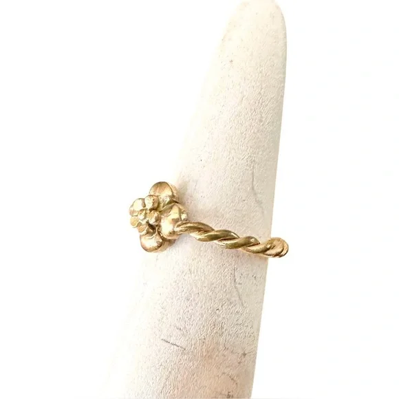 Chanel Gold B13 Camellia Flower Twist Band Ring with Box Size 6 - Picture 6 of 15